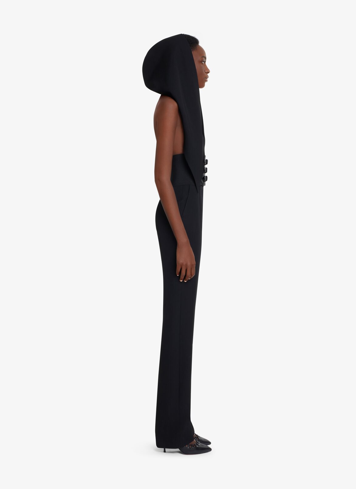 WOOL GABARDINE HOOD ALAÏA BLACK WOOL GABARDINE HOOD